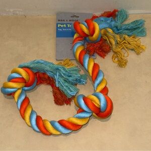 2 X Top Paw Rope 3 Knot Blue Large Brand New Dog Chew Rope Wag N Woof Tug & Toss